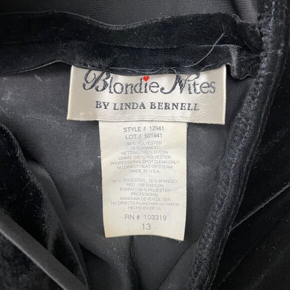 BLONDIE NITES Dress Womens 13 Black Midi Halter Stretchy Cocktail Holiday LBD - Picture 8 of 8